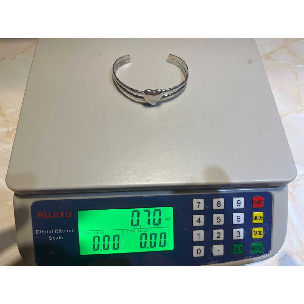 Vintage STERLING SILVER 925 Puffy Heart Love Gift Double Banded Cuff Bracelet - Picture 14 of 14